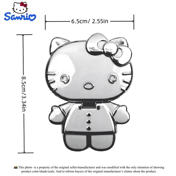 HELLO KITTY Rotatable Foldable Mobile Phone Stand With Mirror Ivory/Gold - Picture 6 of 8